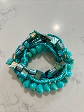Turquoise Beaded Multi-Strand Bracelets- Women Jewelry